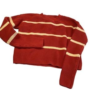 XS Cropped Banana Republic Red Cream Striped Sweater